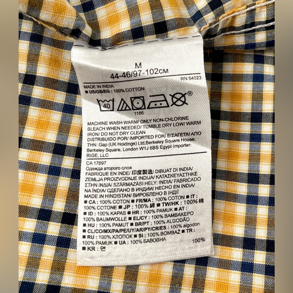 Banana Republic Mens Plaid Button Shirt | Camden Fit | Size M | Navy & Yellow - Picture 11 of 14